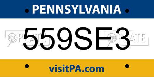 559SE3 Pennsylvania License Plate