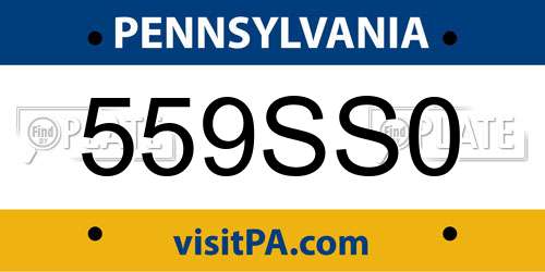559SS0 Pennsylvania License Plate