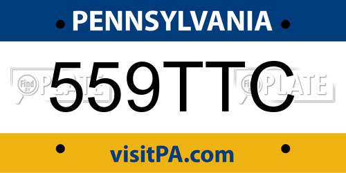 559TTC Pennsylvania License Plate