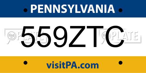 559ZTC Pennsylvania License Plate