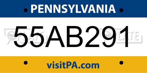 55AB291 Pennsylvania License Plate