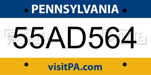 55AD564 Pennsylvania License Plate