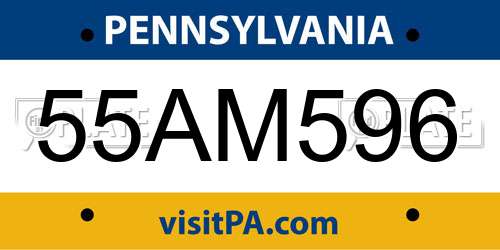 55AM596 Pennsylvania License Plate