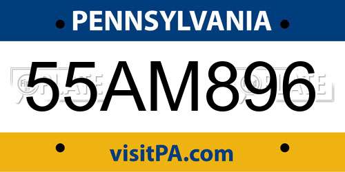 55AM896 Pennsylvania License Plate