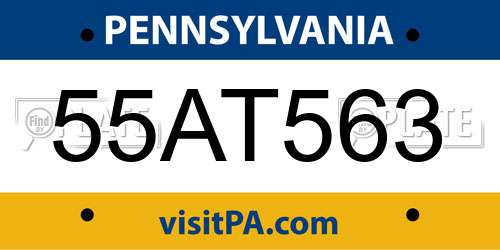 55AT563 Pennsylvania License Plate