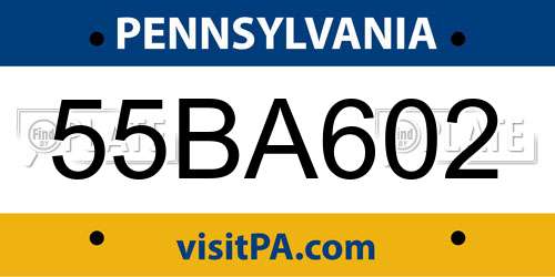 55BA602 Pennsylvania License Plate