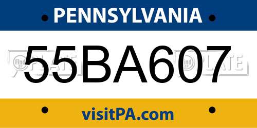 55BA607 Pennsylvania License Plate