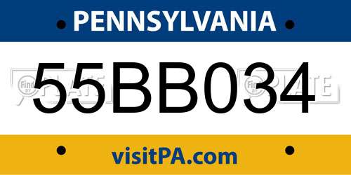 55BB034 Pennsylvania License Plate