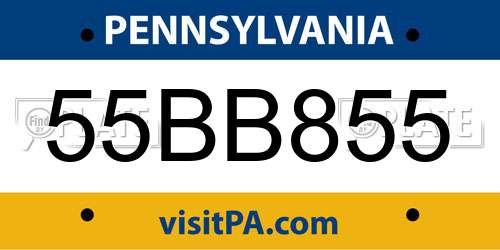 55BB855 Pennsylvania License Plate