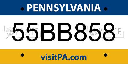 55BB858 Pennsylvania License Plate