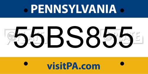 55BS855 Pennsylvania License Plate
