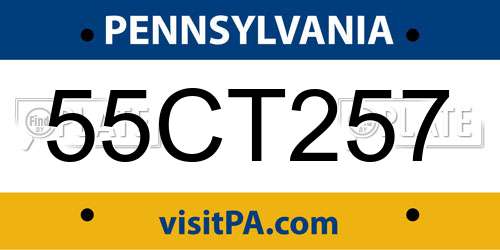 55CT257 Pennsylvania License Plate