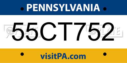55CT752 Pennsylvania License Plate