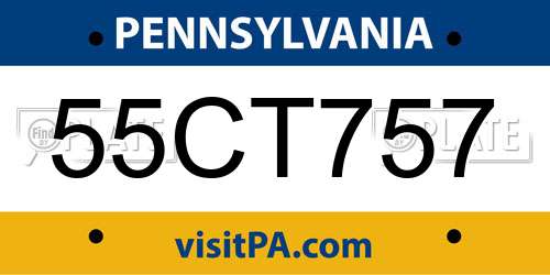 55CT757 Pennsylvania License Plate