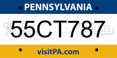 55CT787 Pennsylvania License Plate