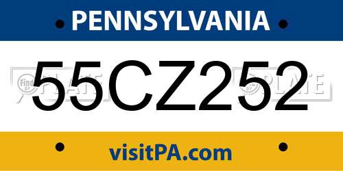 55CZ252 Pennsylvania License Plate