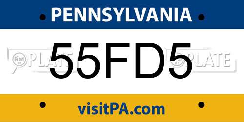 55FD5 Pennsylvania License Plate