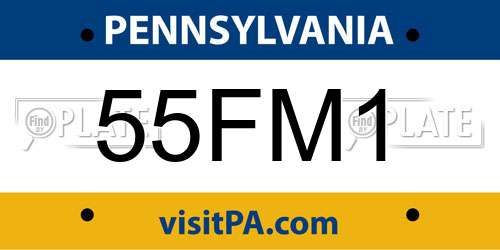 55FM1 Pennsylvania License Plate