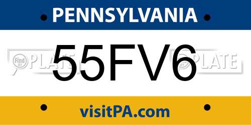 55FV6 Pennsylvania License Plate