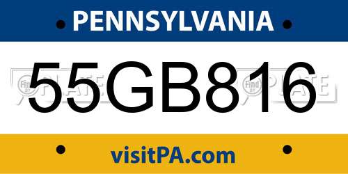 55GB816 Pennsylvania License Plate