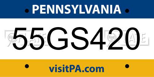 55GS420 Pennsylvania License Plate
