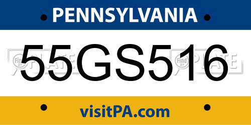 55GS516 Pennsylvania License Plate