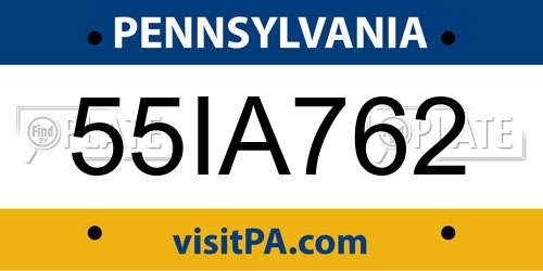 55IA762 Pennsylvania License Plate