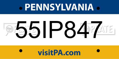 55IP847 Pennsylvania License Plate