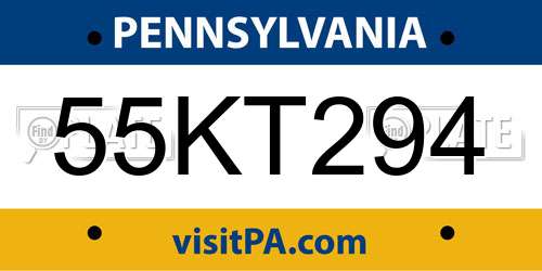 55KT294 Pennsylvania License Plate
