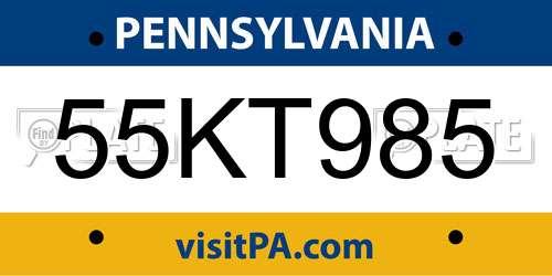 55KT985 Pennsylvania License Plate