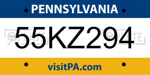 55KZ294 Pennsylvania License Plate