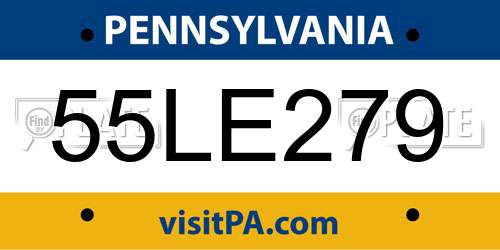 55LE279 Pennsylvania License Plate