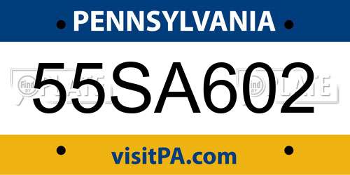 55SA602 Pennsylvania License Plate