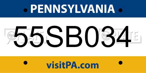 55SB034 Pennsylvania License Plate