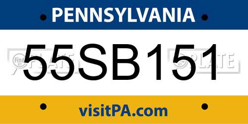 55SB151 Pennsylvania License Plate