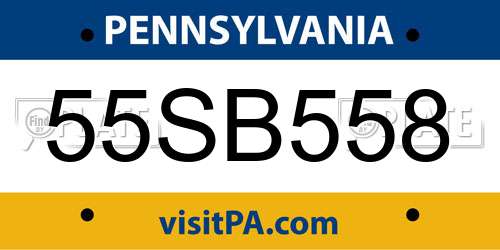 55SB558 Pennsylvania License Plate