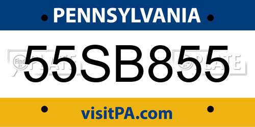 55SB855 Pennsylvania License Plate