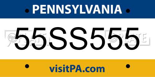 55SS555 Pennsylvania License Plate