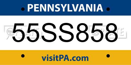 55SS858 Pennsylvania License Plate