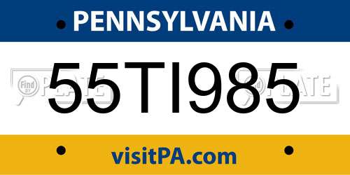 55TI985 Pennsylvania License Plate