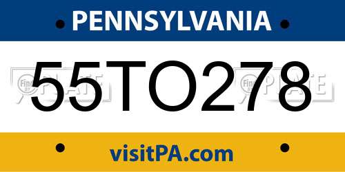 55TO278 Pennsylvania License Plate