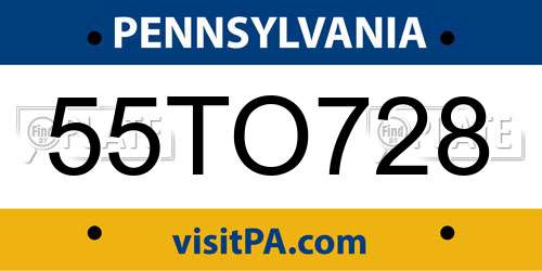 55TO728 Pennsylvania License Plate