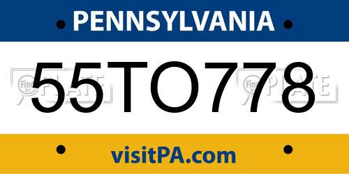 55TO778 Pennsylvania License Plate