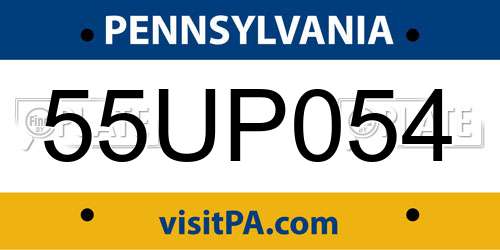 55UP054 Pennsylvania License Plate