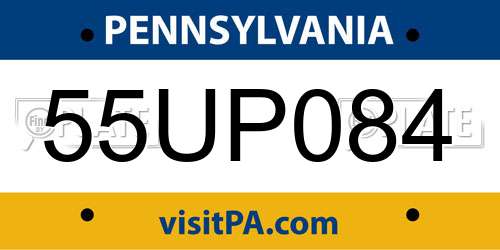55UP084 Pennsylvania License Plate