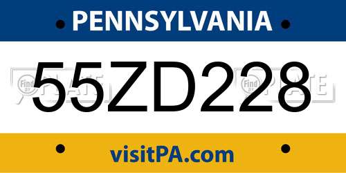 55ZD228 Pennsylvania License Plate