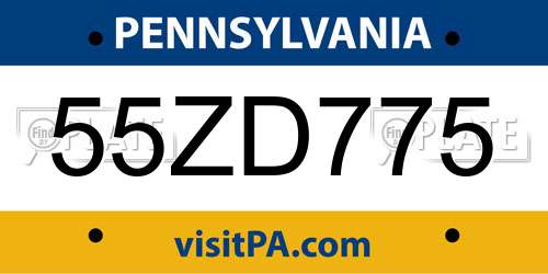 55ZD775 Pennsylvania License Plate