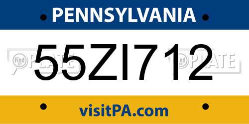 55ZI712 Pennsylvania License Plate
