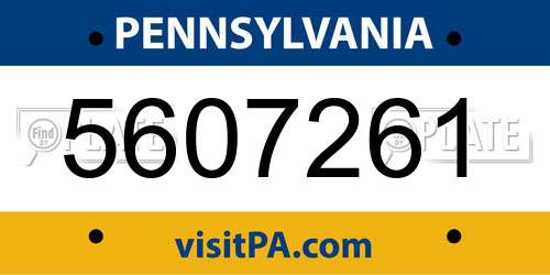 5607261 Pennsylvania License Plate