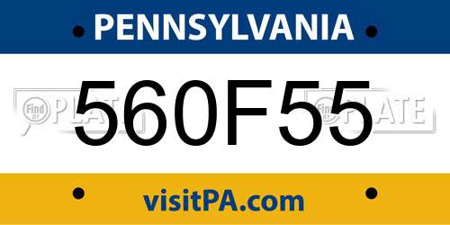 560F55 Pennsylvania License Plate